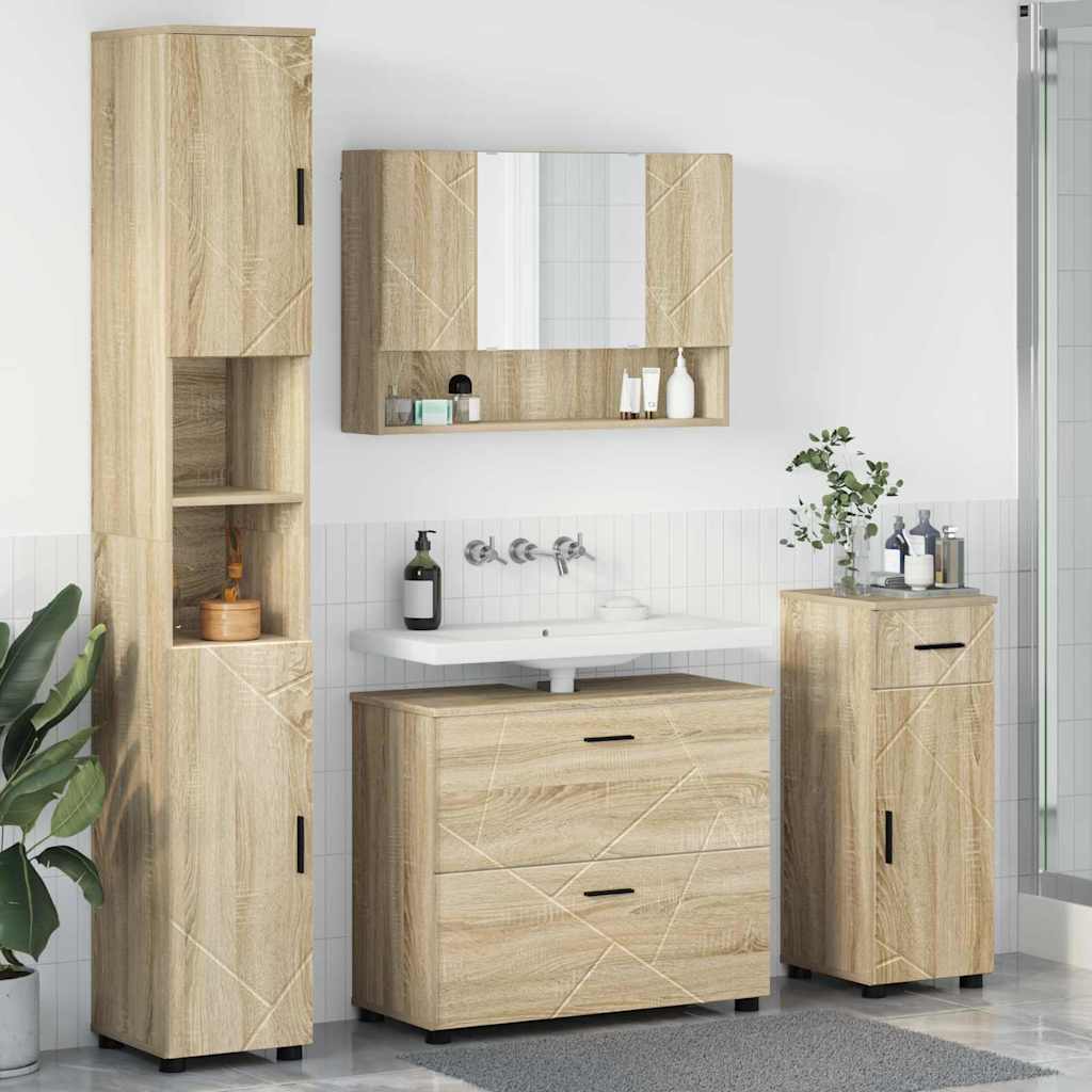 vidaXL Juego de muebles de baño 4 uds. Roble Sonoma 35 x 30 x 192 cm