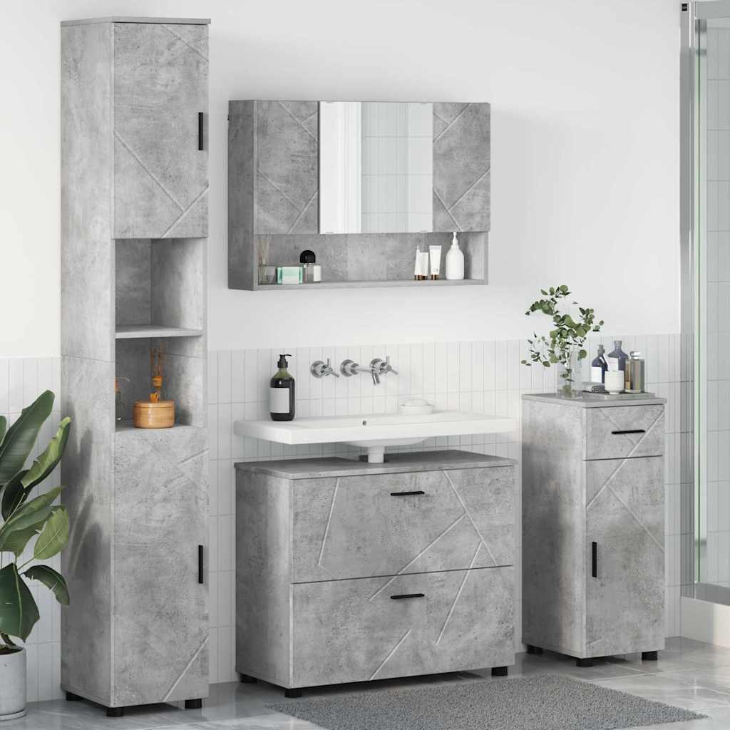 vidaXL Juego de muebles de baño 4 uds. Gris Concreto 35 x 30 x 192 cm
