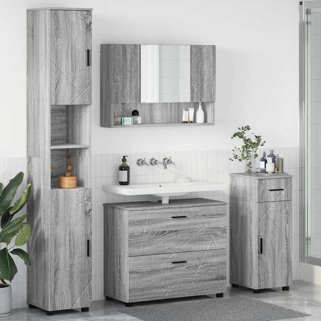 vidaXL Juego de muebles de baño 4 uds. Gris Sonoma