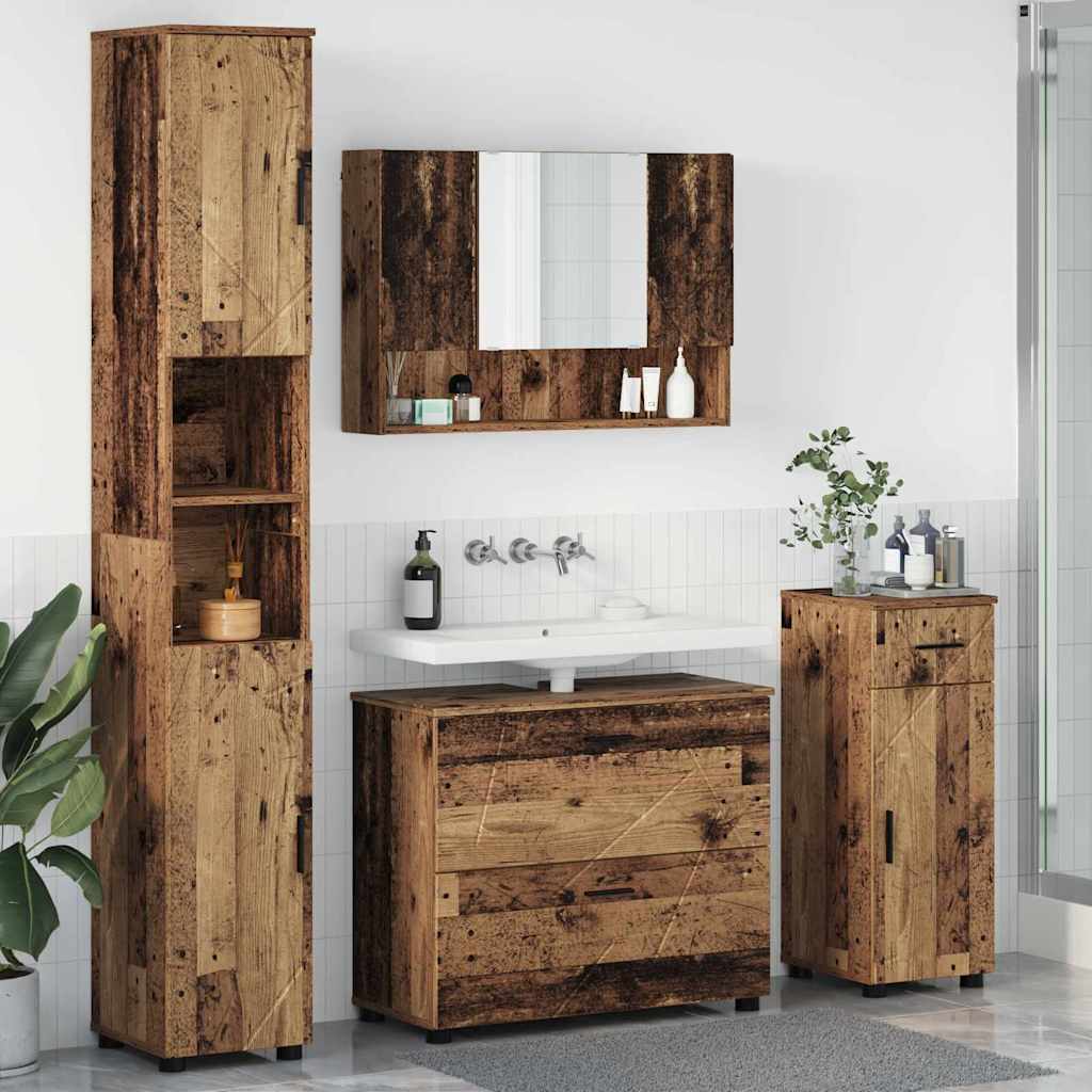 vidaXL Juego de muebles de baño 4 uds. Madera Vieja