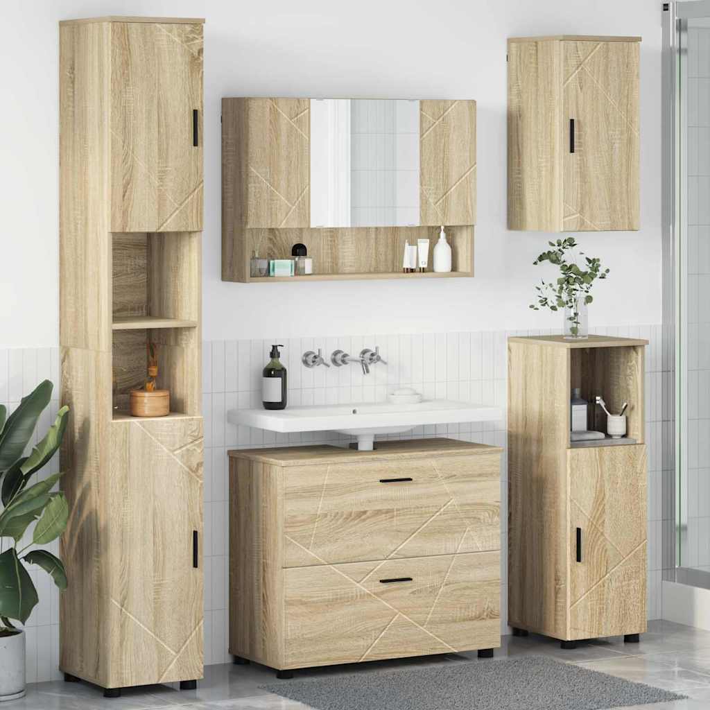 vidaXL Juego de muebles de baño 5 uds. Roble Sonoma 35 x 30 x 192 cm