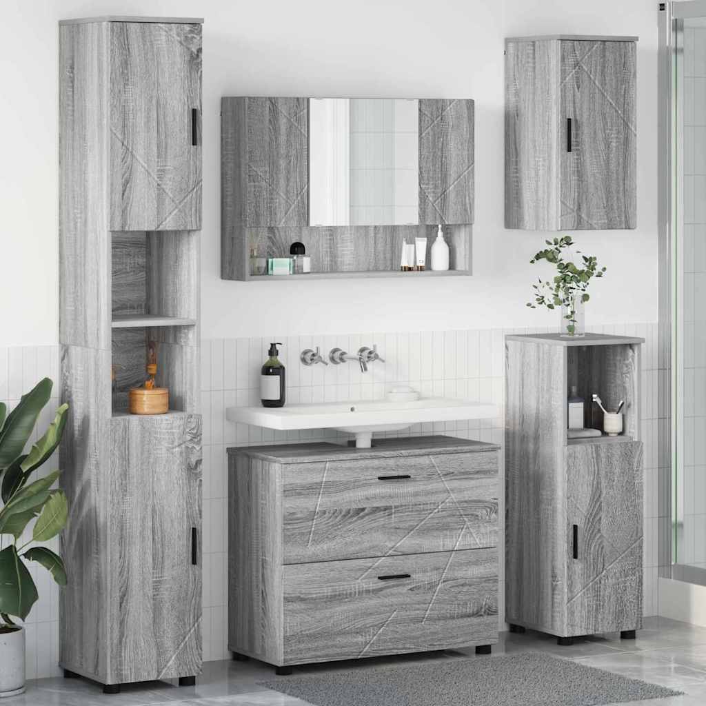 vidaXL Juego de muebles de baño 5 uds. Gris Sonoma 35 x 30 x 192 cm