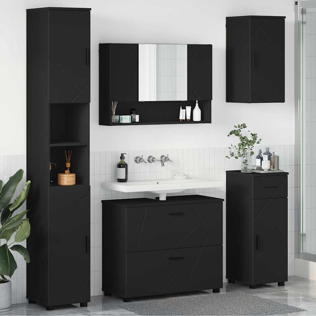 vidaXL Juego de muebles de baño 5 uds. Negro 35 x 30 x 192 cm