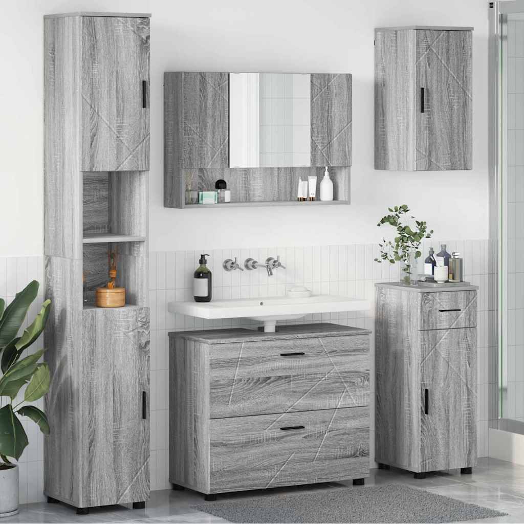 vidaXL Juego de muebles de baño 5 uds. Gris Sonoma 35 x 30 x 192 cm
