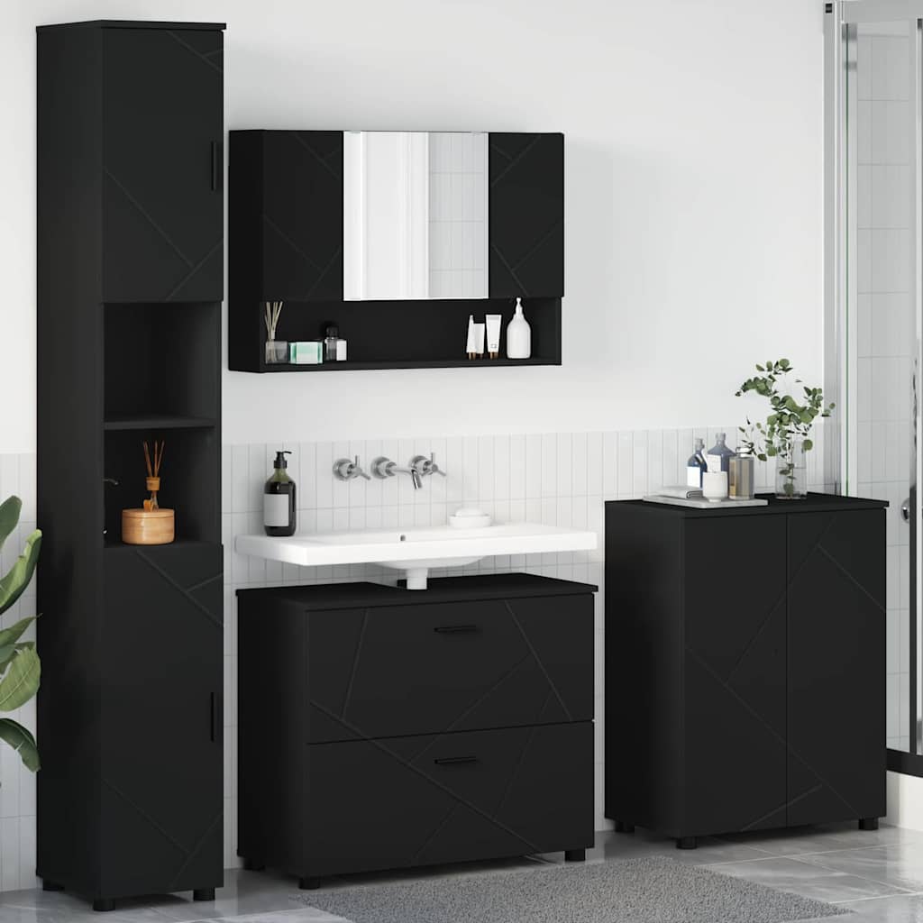 vidaXL Juego de muebles de baño 4 uds. Negro 35 x 30 x 192 cm