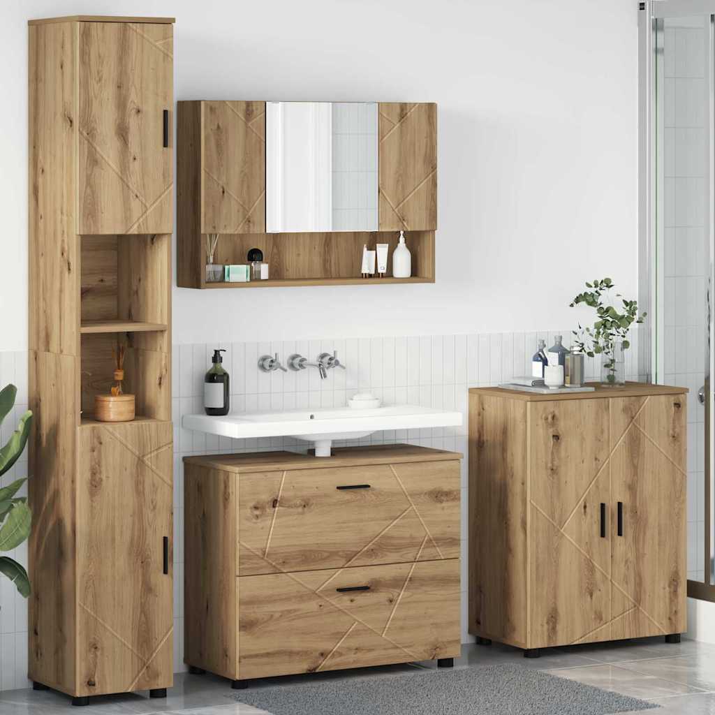 vidaXL Juego de muebles de baño 4 uds. Roble artisan 35 x 30 x 192 cm