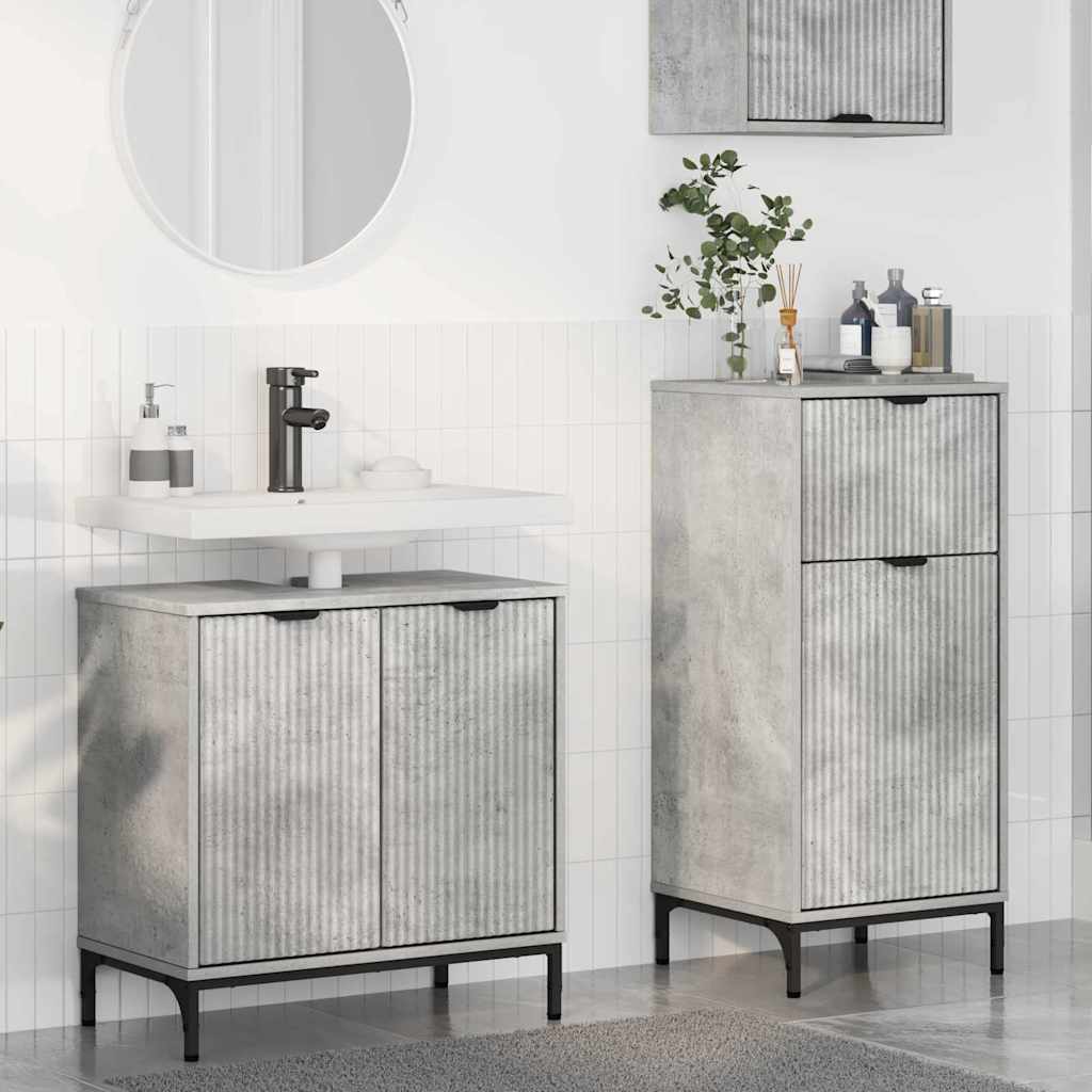 vidaXL Juego de muebles de baño 2 uds. Gris Concreto