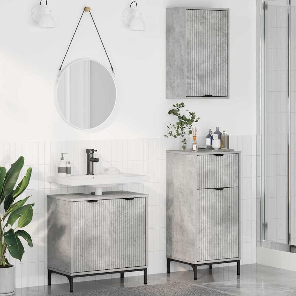 vidaXL Juego de muebles de baño 3 uds. Gris Concreto