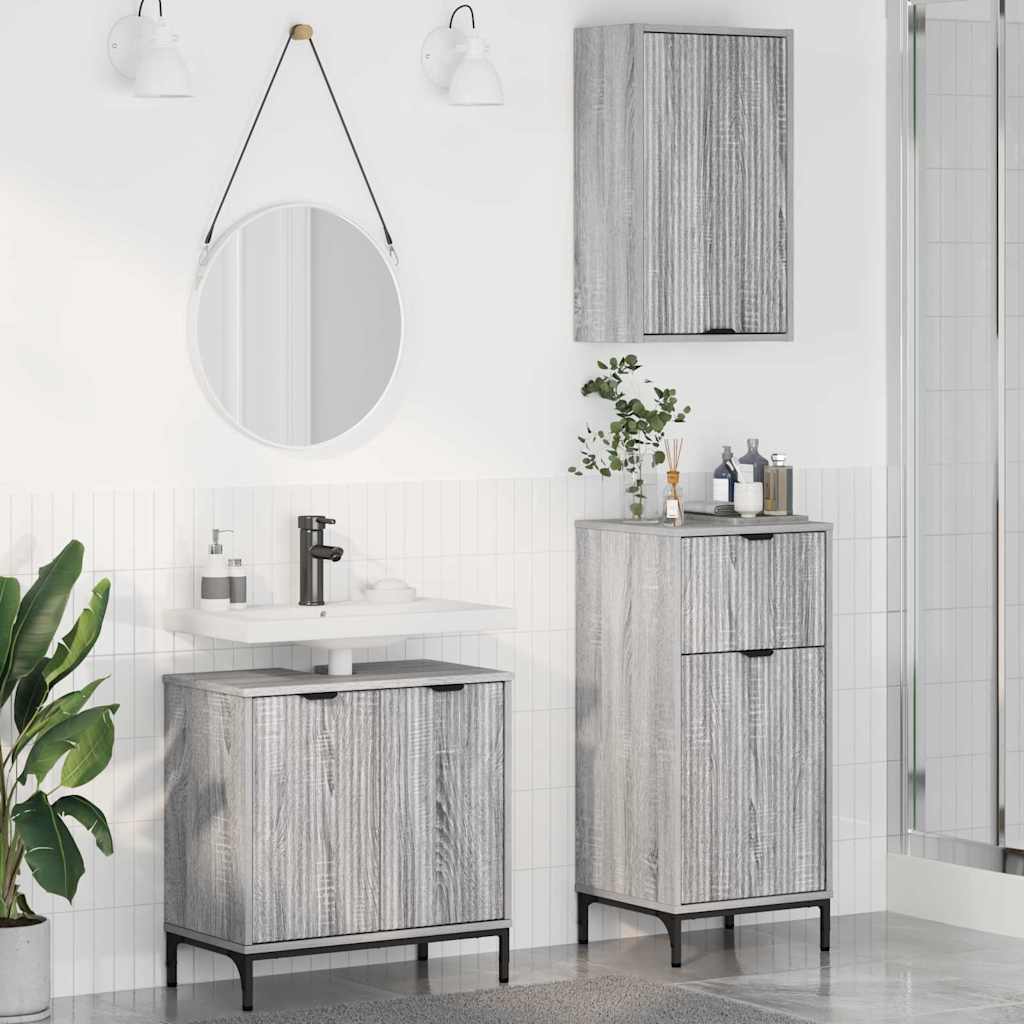 vidaXL Juego de muebles de baño 3 uds. Gris Sonoma