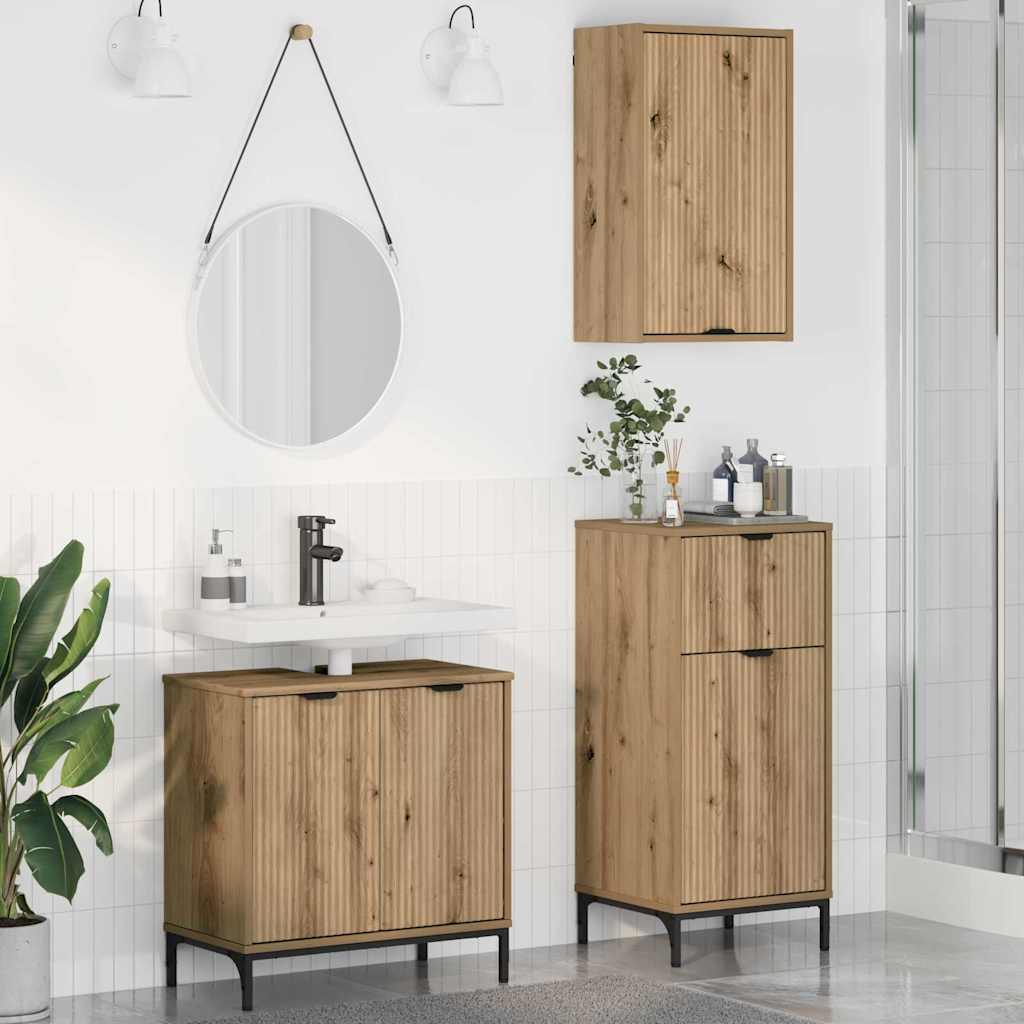 vidaXL Juego de muebles de baño 3 uds. Roble artisan 39,5 x 36 x 88 cm