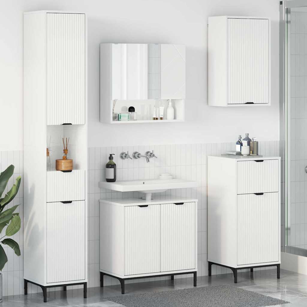 vidaXL Juego de muebles de baño brillante Madera Compuesta, Metal
