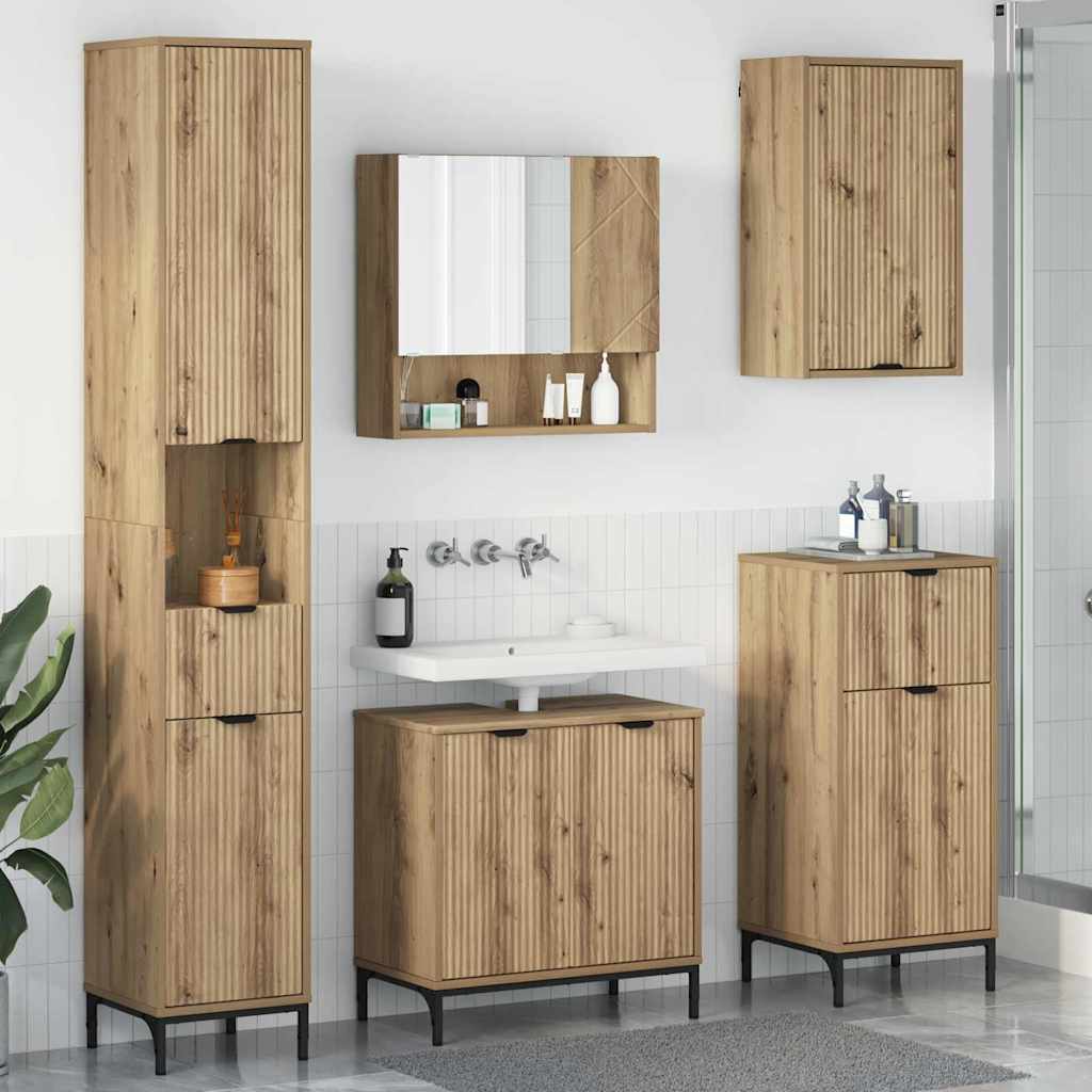 vidaXL Juego de muebles de baño 4 uds. Roble artisan