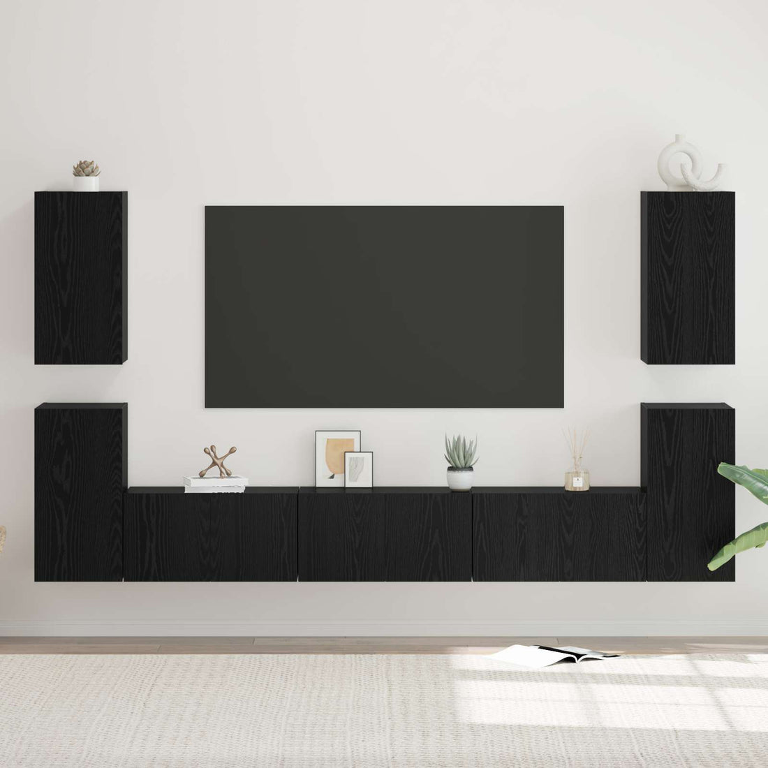 vidaXL Conjunto de mueble de TV 7 uds. Roble Negro