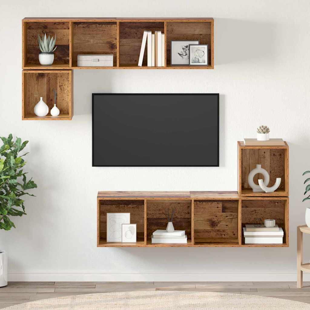 vidaXL Conjunto de mueble de TV 4 uds. Madera Vieja