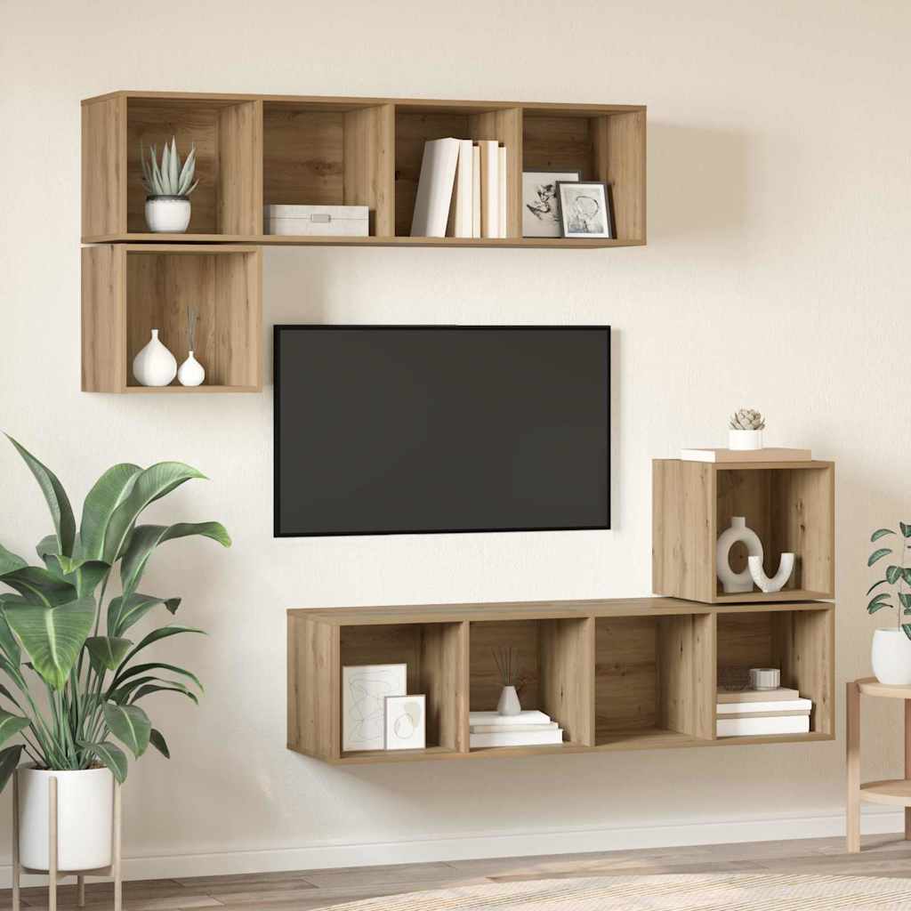 vidaXL Conjunto de mueble de TV 4 uds. Roble artisan