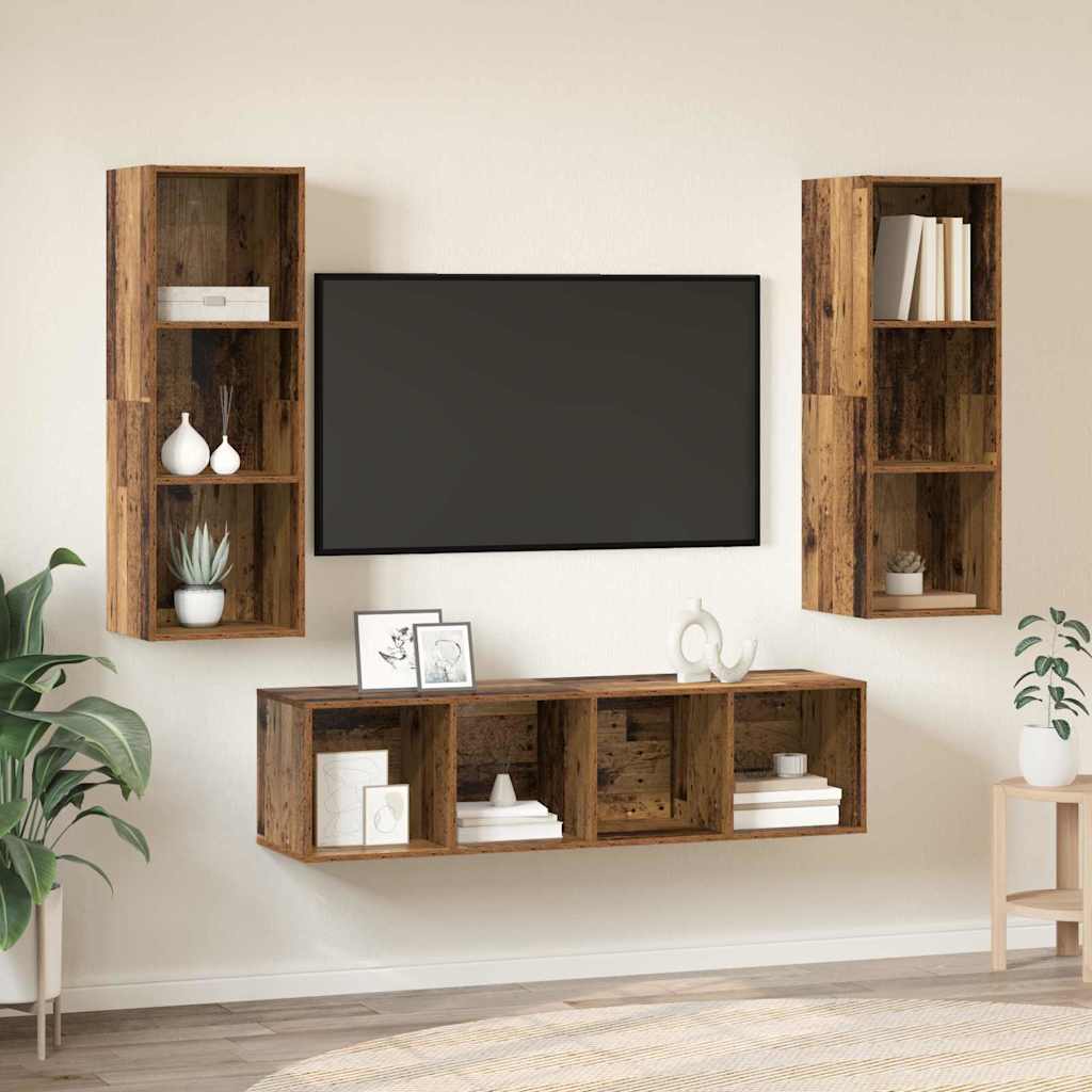 vidaXL Conjunto de mueble de TV 3 uds. Madera Vieja