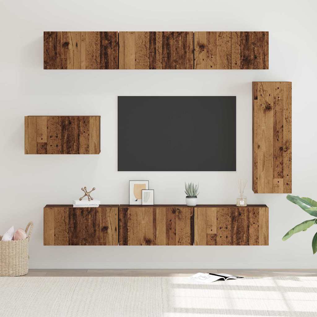vidaXL Conjunto de mueble de TV 8 uds. Madera envejecida