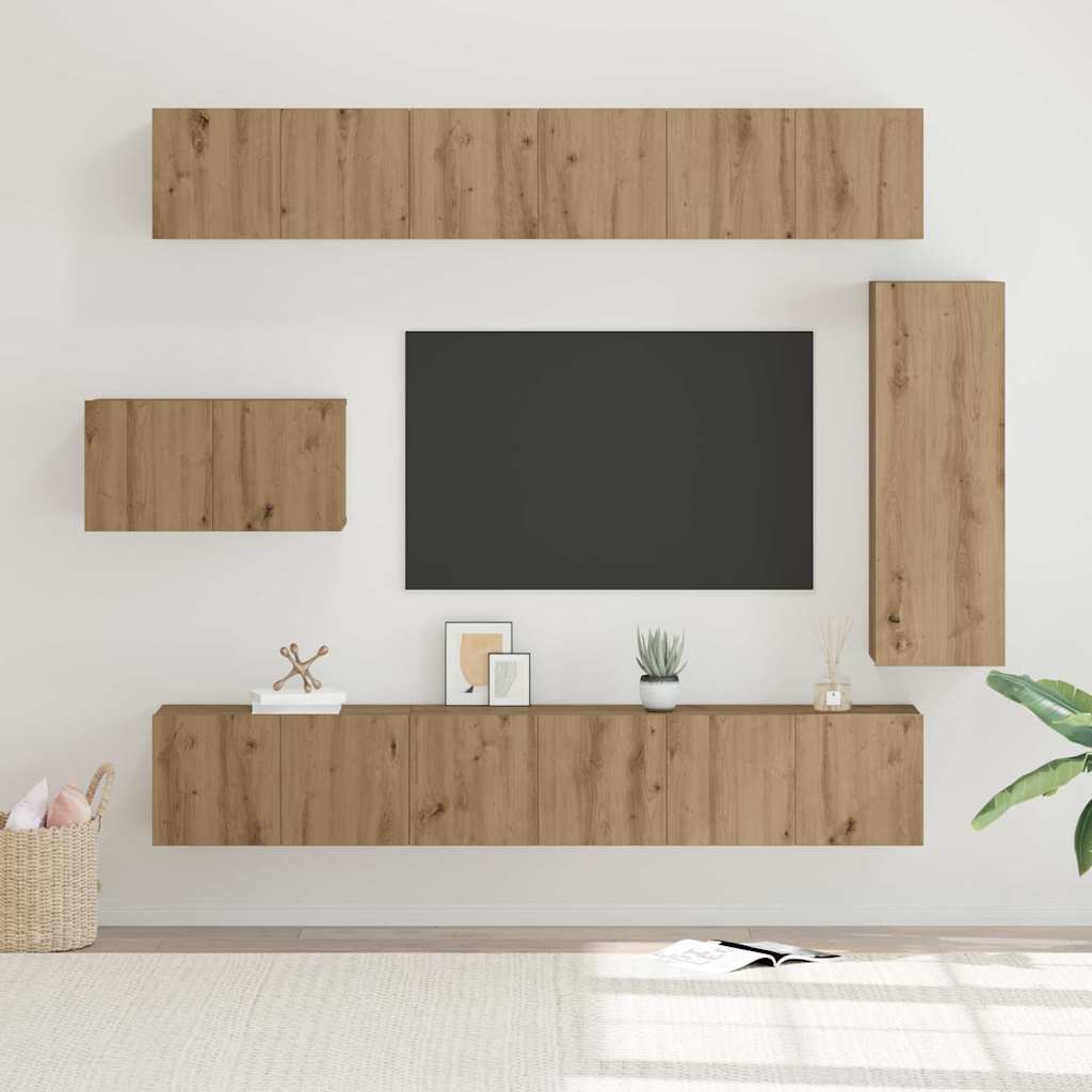 vidaXL Conjunto de mueble de TV 8 uds. Roble artisan
