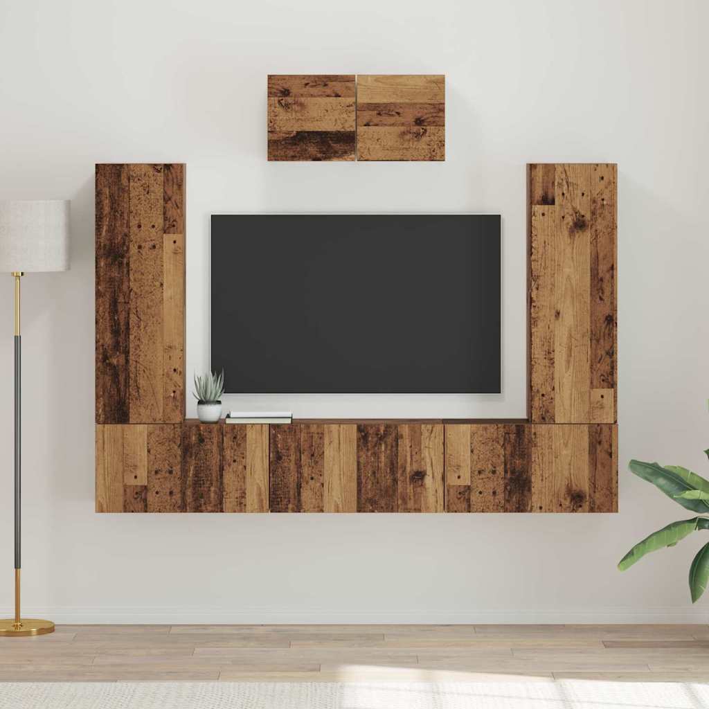vidaXL Conjunto de mueble de TV 7 uds. Madera envejecida