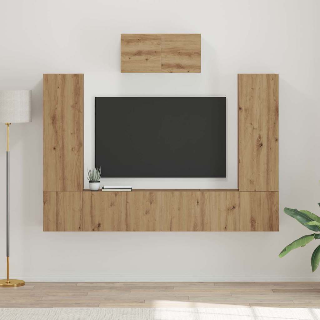 vidaXL Conjunto de mueble de TV 7 uds. Roble artisan
