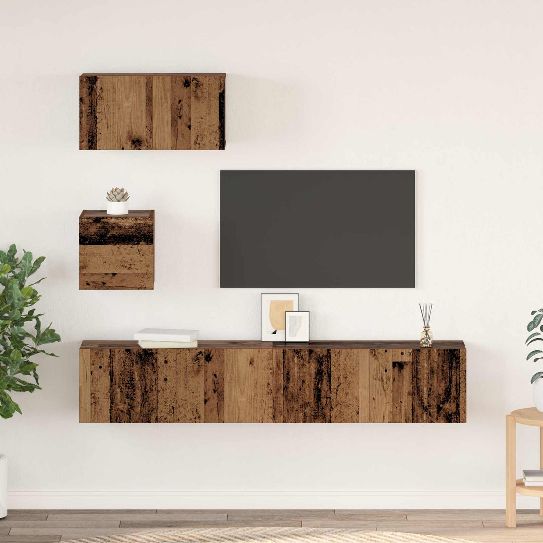 vidaXL Conjunto de mueble de TV 3 uds. Madera envejecida