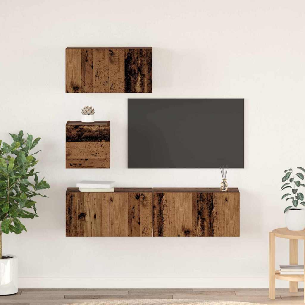 vidaXL Conjunto de mueble de TV 4 uds. Madera envejecida