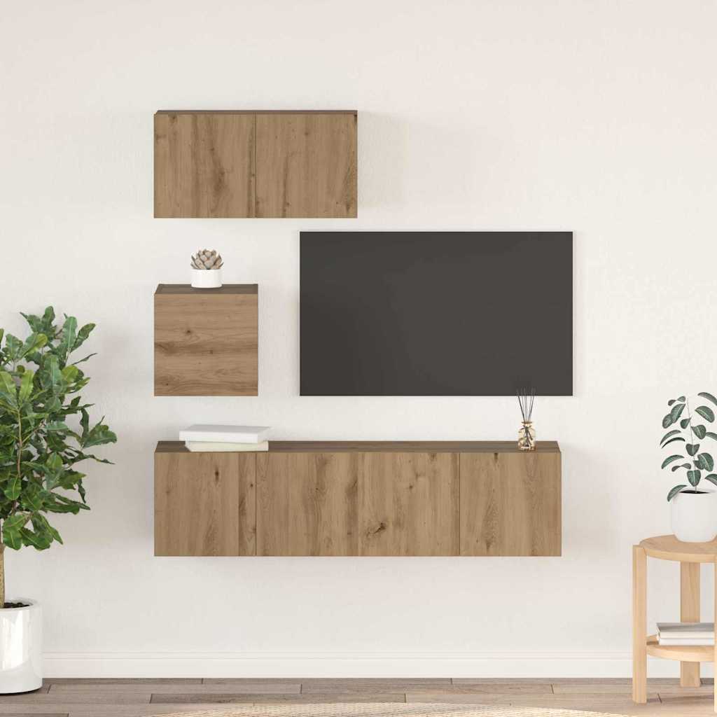 vidaXL Conjunto de mueble de TV 4 uds. Roble artisan