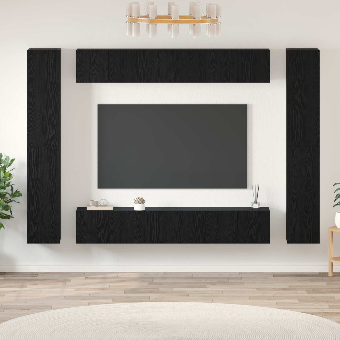 vidaXL Conjunto de mueble de TV 10 uds. Roble Negro