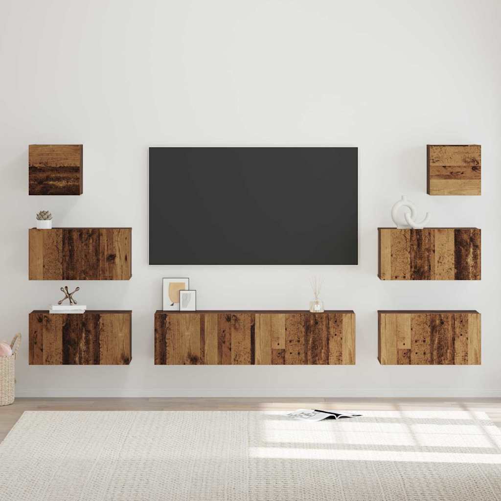 vidaXL Conjunto de mueble de TV 8 uds. Madera envejecida