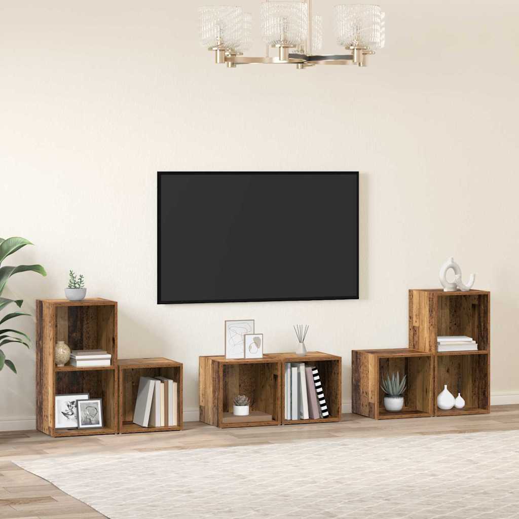 vidaXL Conjunto de mueble de TV 6 uds. Madera Vieja
