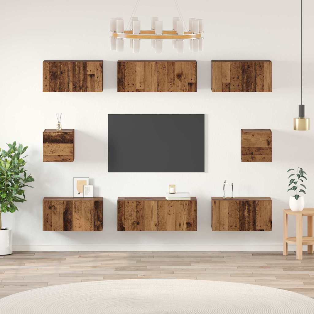 vidaXL Conjunto de mueble de TV 8 uds. Madera Vieja
