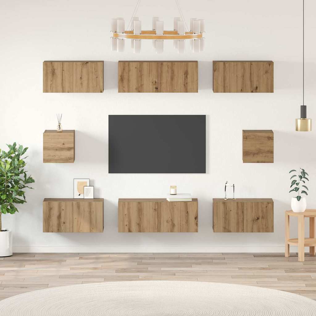 vidaXL Conjunto de mueble de TV 8 uds. Roble artisan