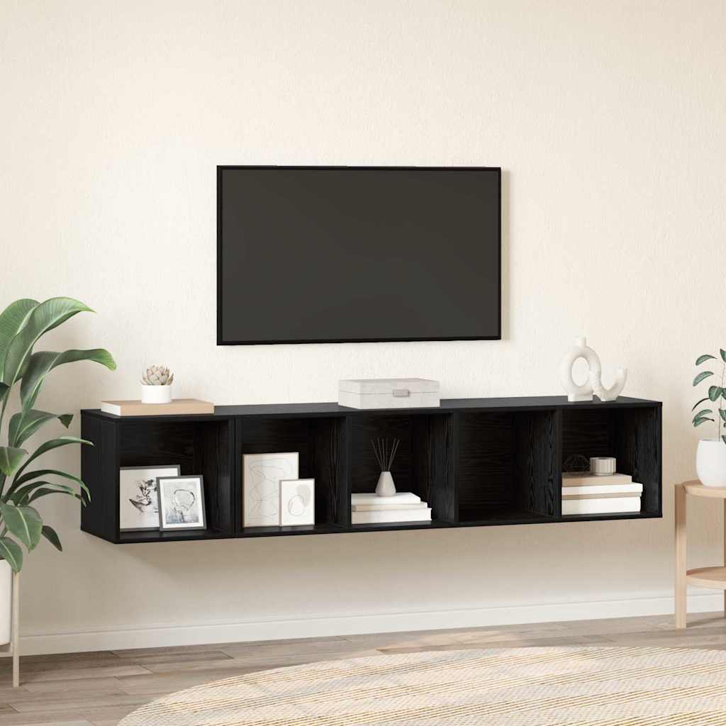 vidaXL Juego de muebles de TV 2 uds. Roble Negro Madera de ingeniería