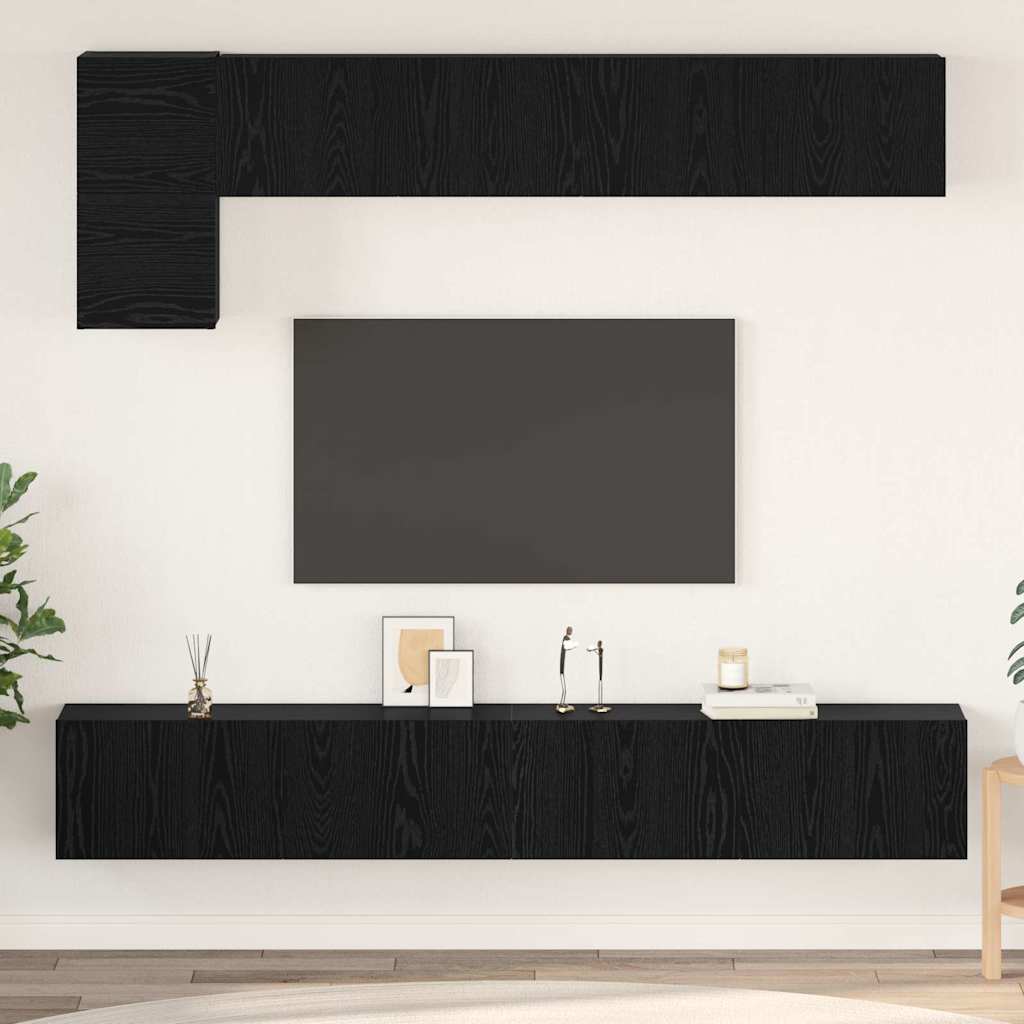 vidaXL Conjunto de mueble de TV 5 uds. Roble Negro