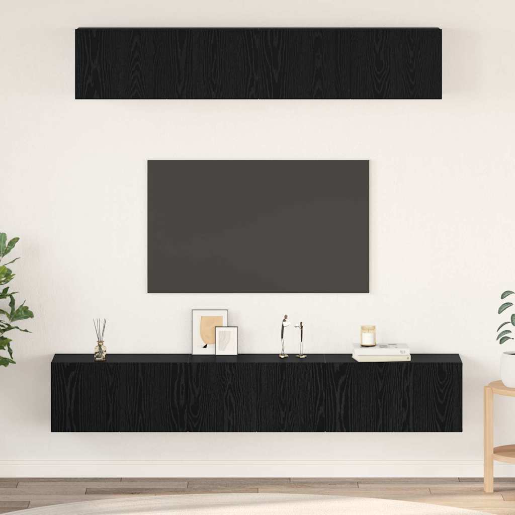 vidaXL Conjunto de mueble de TV 5 uds. Roble Negro