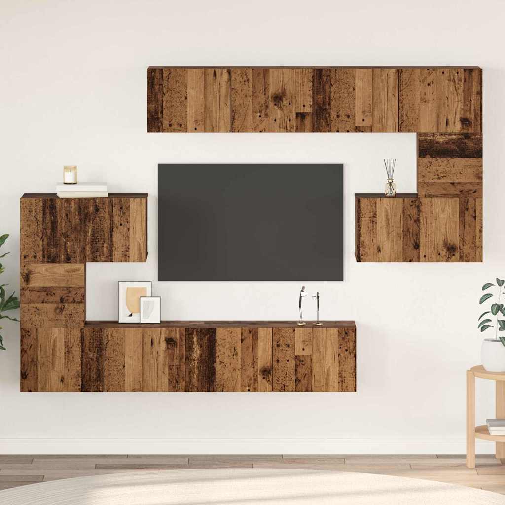 vidaXL Conjunto de mueble de TV 8 uds. Madera envejecida