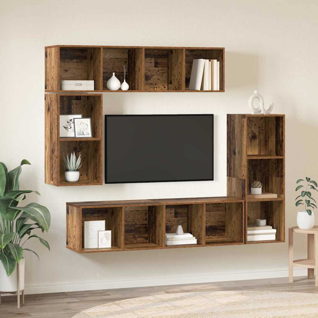 vidaXL Conjunto de mueble de TV 4 uds. Madera vieja