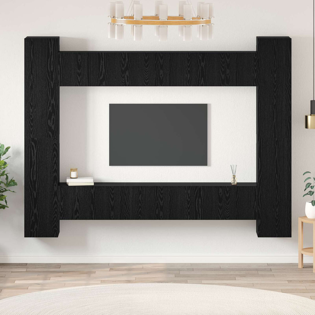 vidaXL Conjunto de mueble de TV 10 uds. Roble Negro