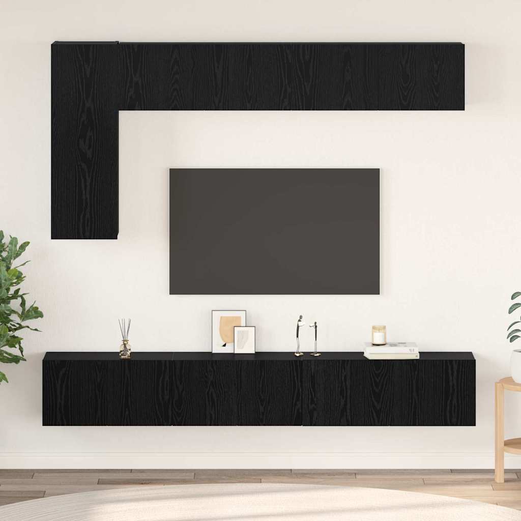 vidaXL Conjunto de mueble de TV 6 uds. Roble Negro