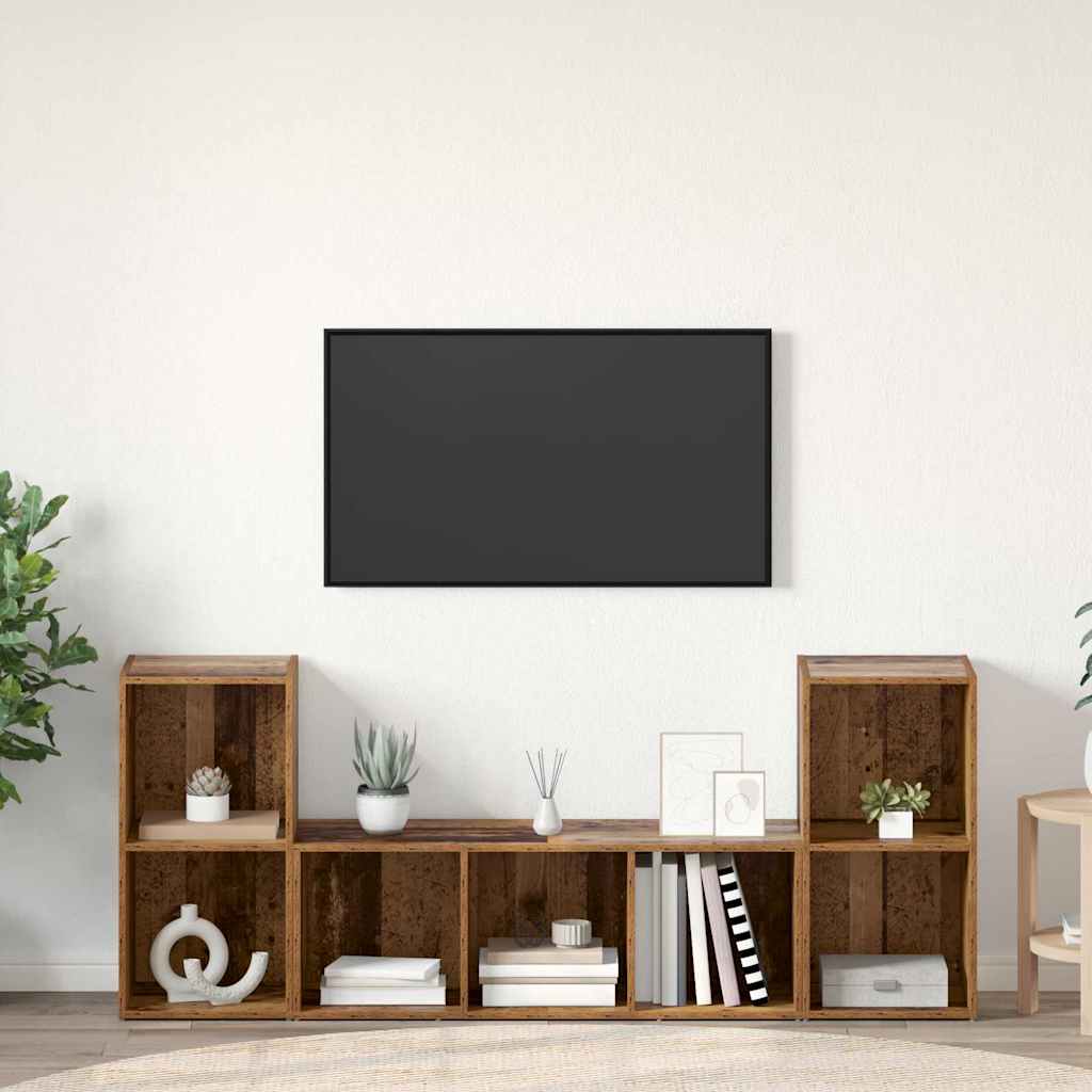 vidaXL Conjunto de mueble de TV 3 uds. Marrón Madera de ingeniería