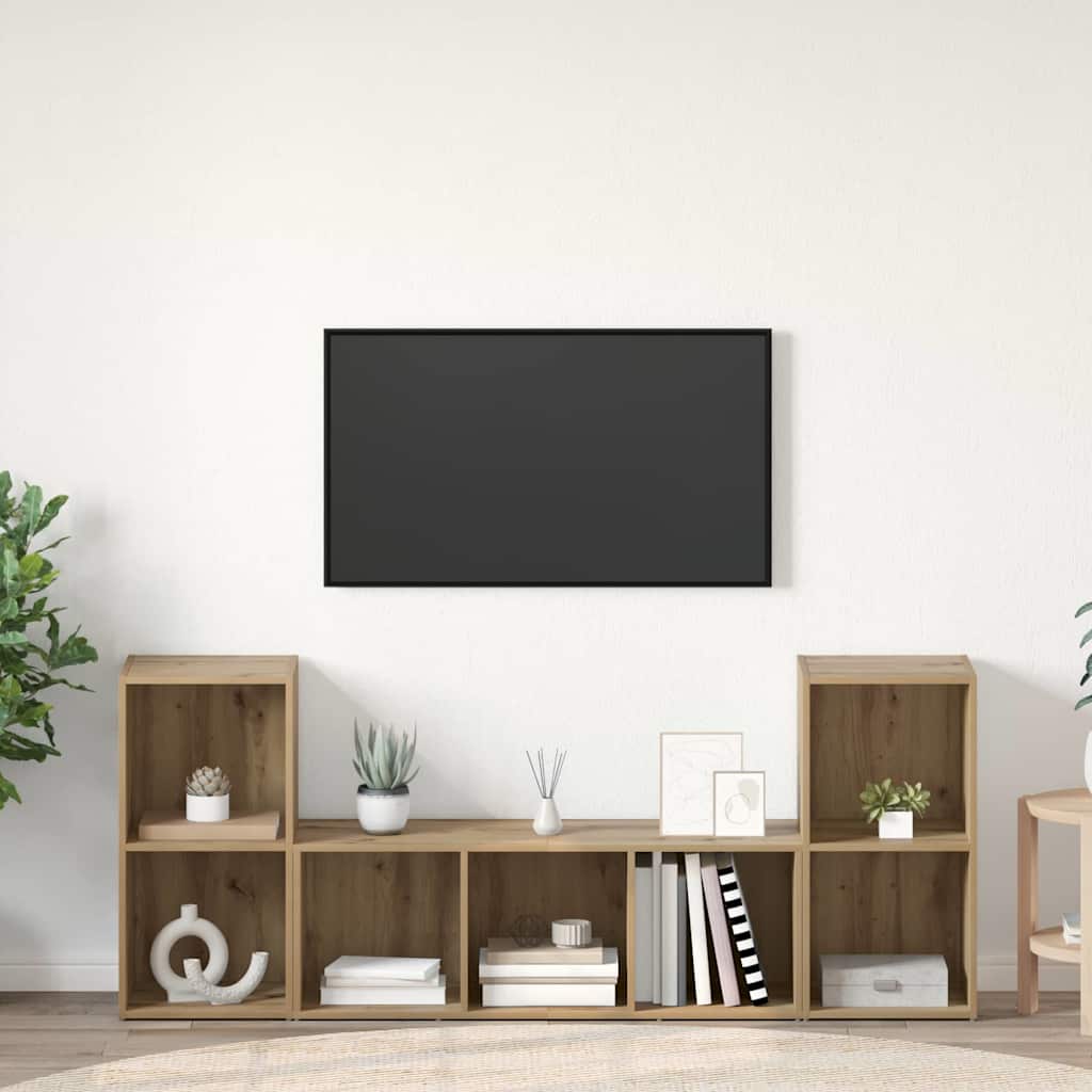 vidaXL Conjunto de mueble de TV 3 uds. Marrón Madera de ingeniería