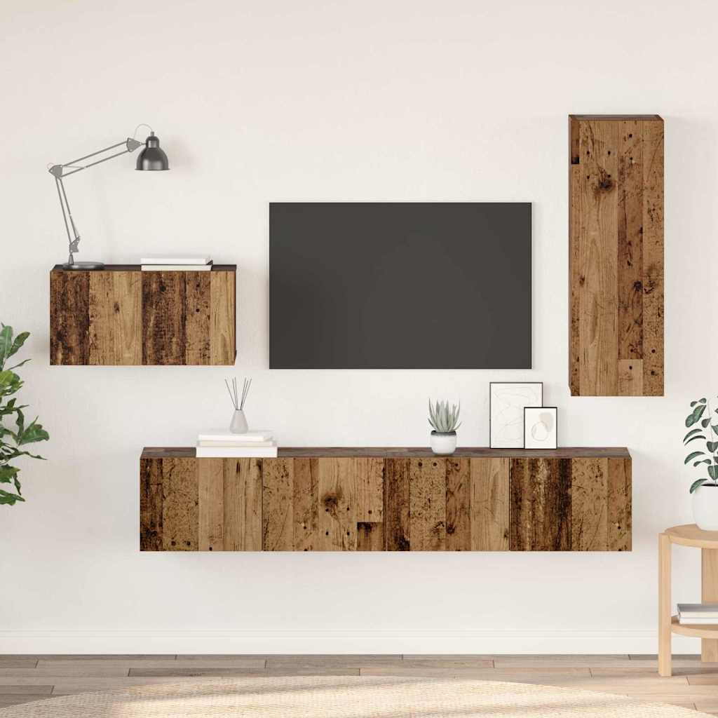 vidaXL Conjunto de mueble de TV 4 uds. Madera envejecida