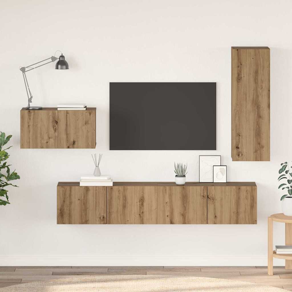 vidaXL Conjunto de mueble de TV 4 uds. Roble artisan