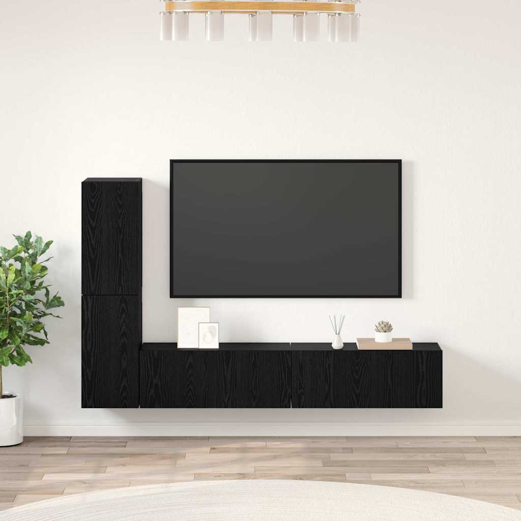 vidaXL Mueble de TV de Pared 2 uds. Roble Negro Madera de ingeniería