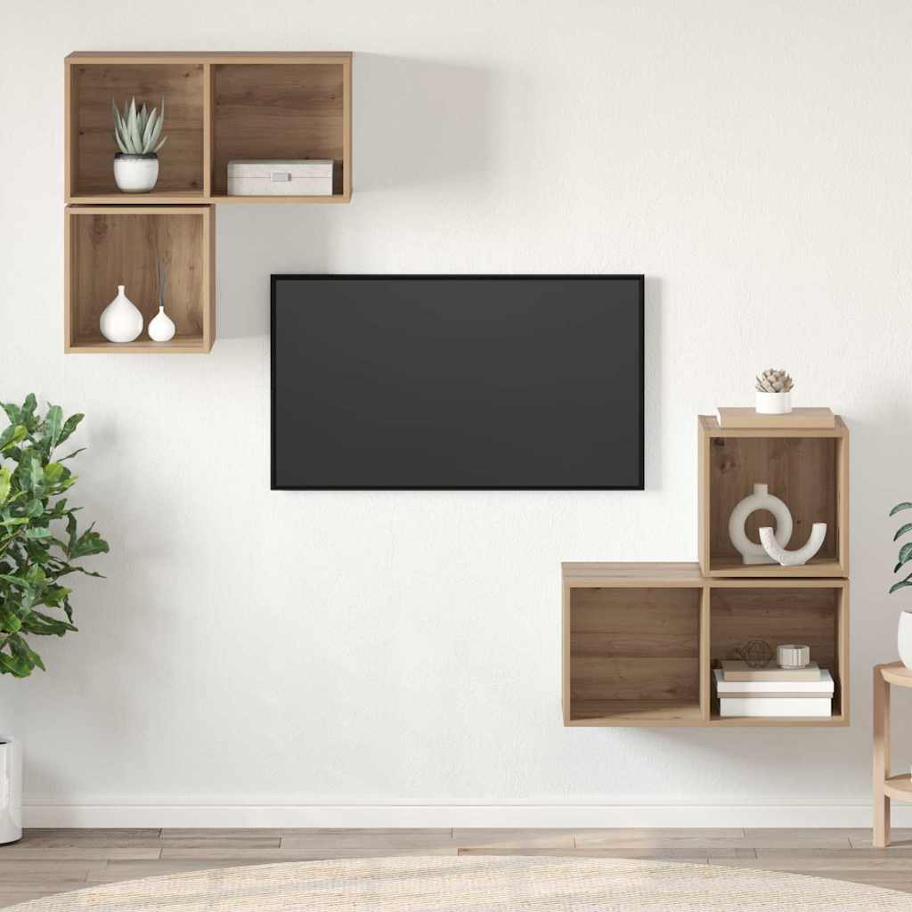 vidaXL Conjunto de mueble de TV 4 uds. Roble artisan