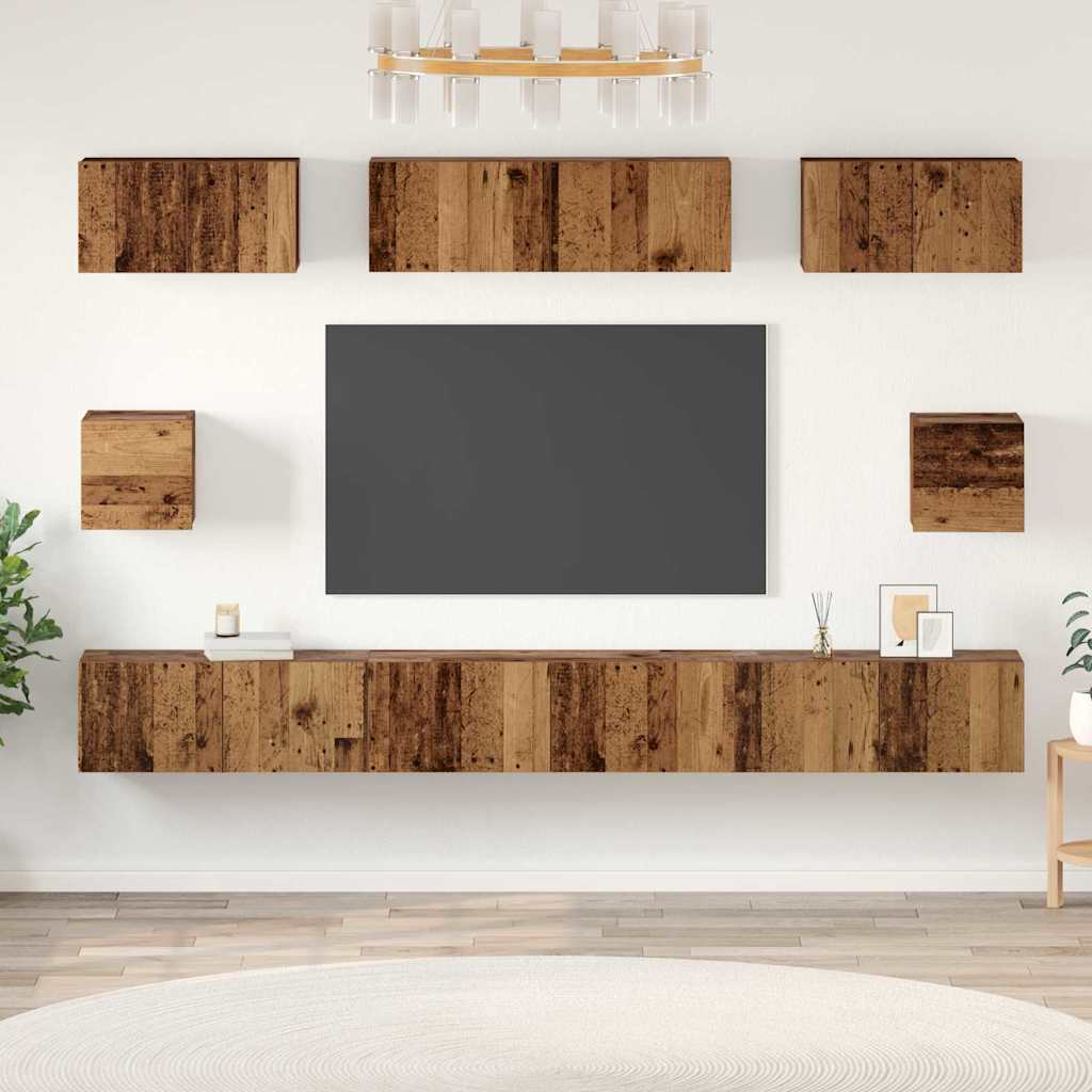 vidaXL Conjunto de mueble de TV 8 uds. Madera Vieja