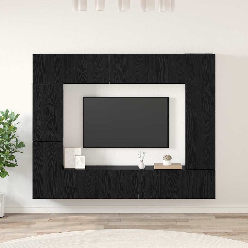 vidaXL Conjunto de mueble de TV 8 uds. Roble Negro