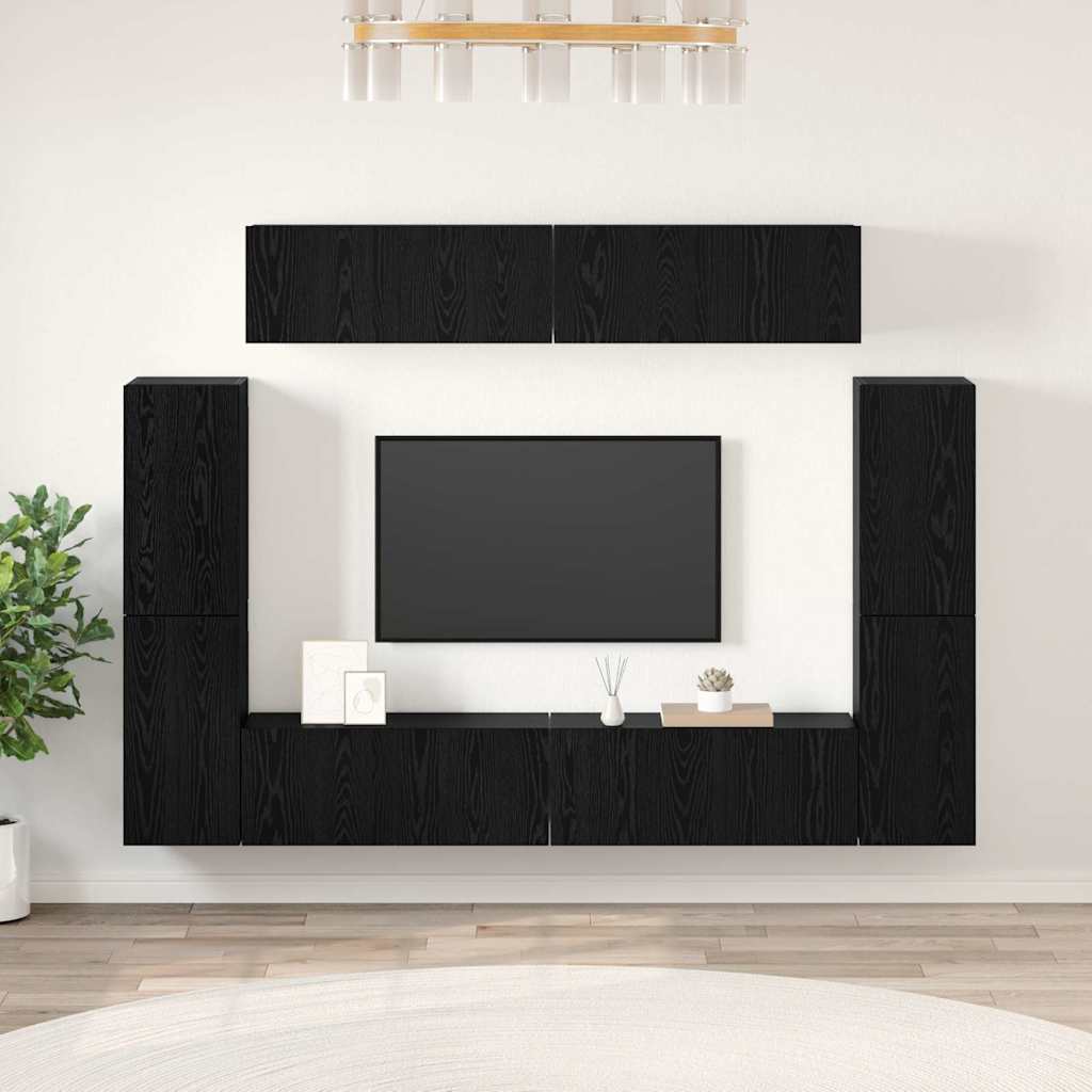 vidaXL Conjunto de mueble de TV 8 uds. Roble negro