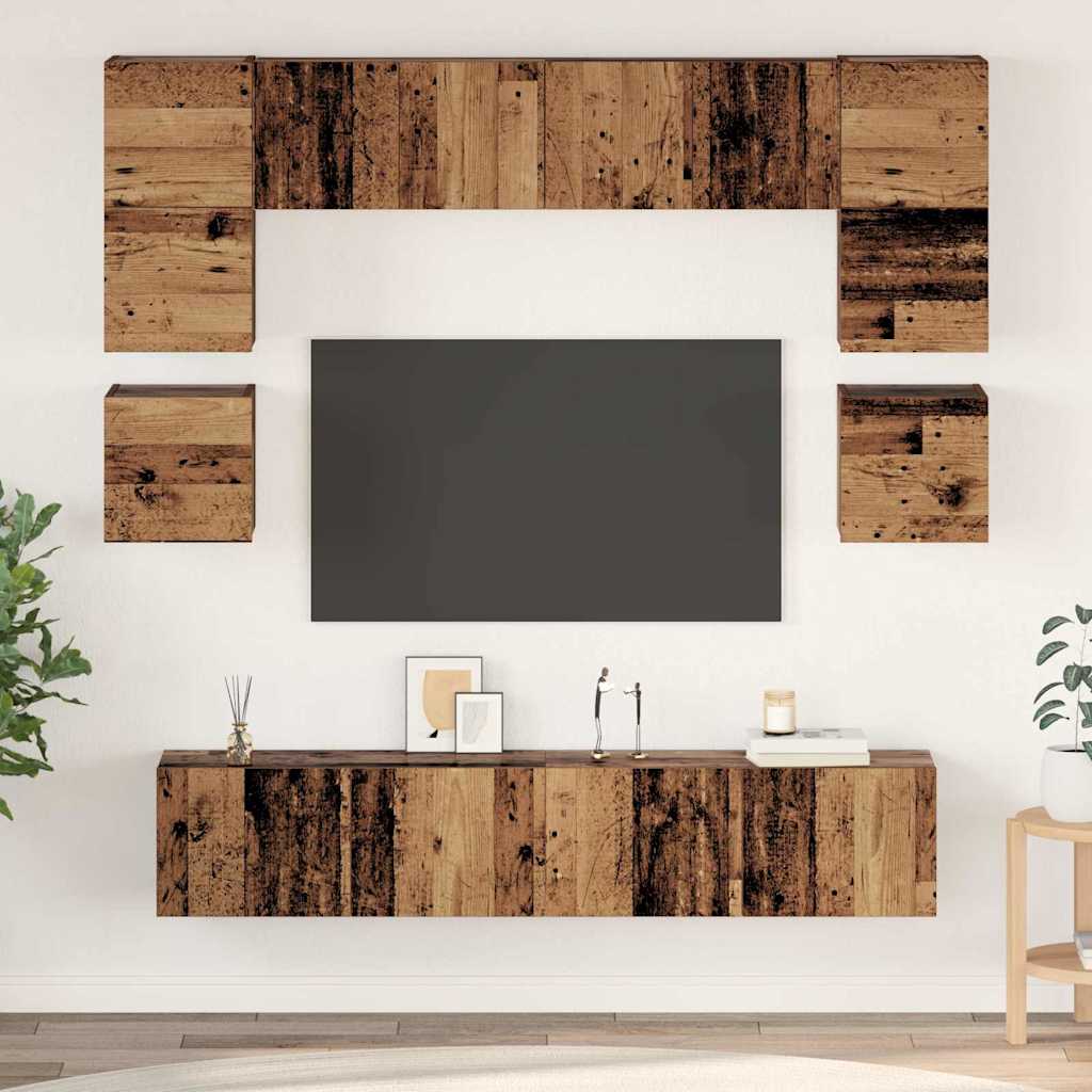 vidaXL Conjunto de mueble de TV 8 uds. Madera envejecida