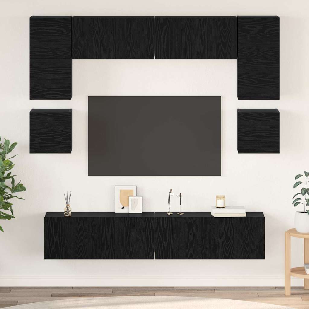 vidaXL Conjunto de mueble de TV 8 uds. Roble Negro